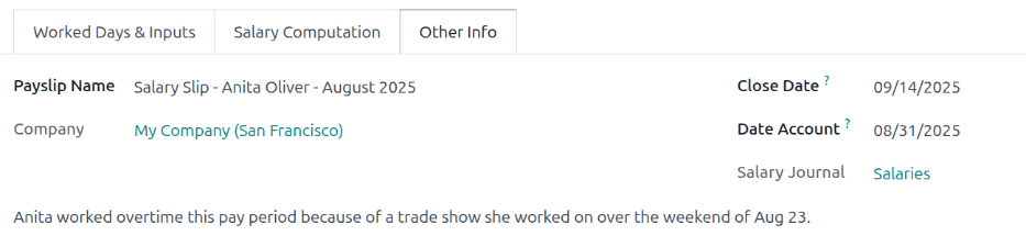 فیلدهای تکمیل شده در تب سایر اطلاعات.