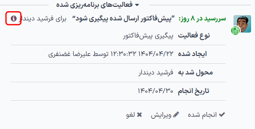 نمای دقیق یک فعالیت برنامه‌ریزی شده.