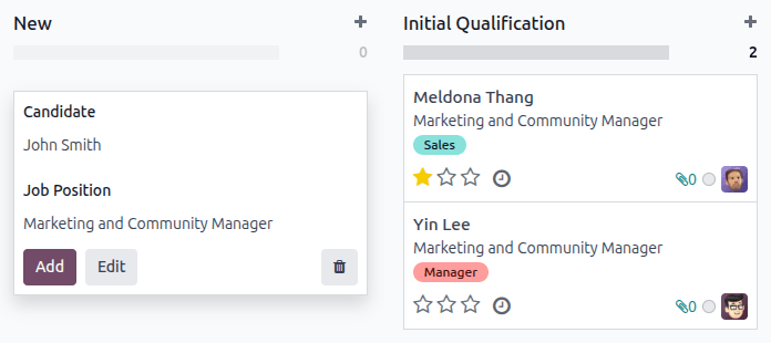 تمام فیلدهای متقاضی جدید با استفاده از گزینه افزودن سریع.