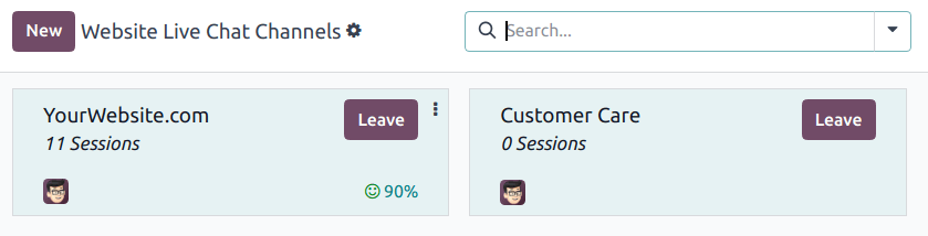 نمایی از کارت‌های کانبان کانال‌های گفتگوی آنلاین موجود.