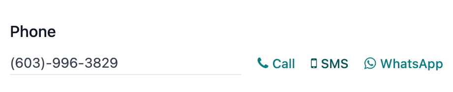 The SMS icon on a typical contact information form located within an Odoo database.
