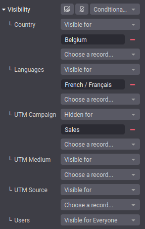 مثالی از یک بلوک پیکربندی شده با چندین شرط قابلیت مشاهده