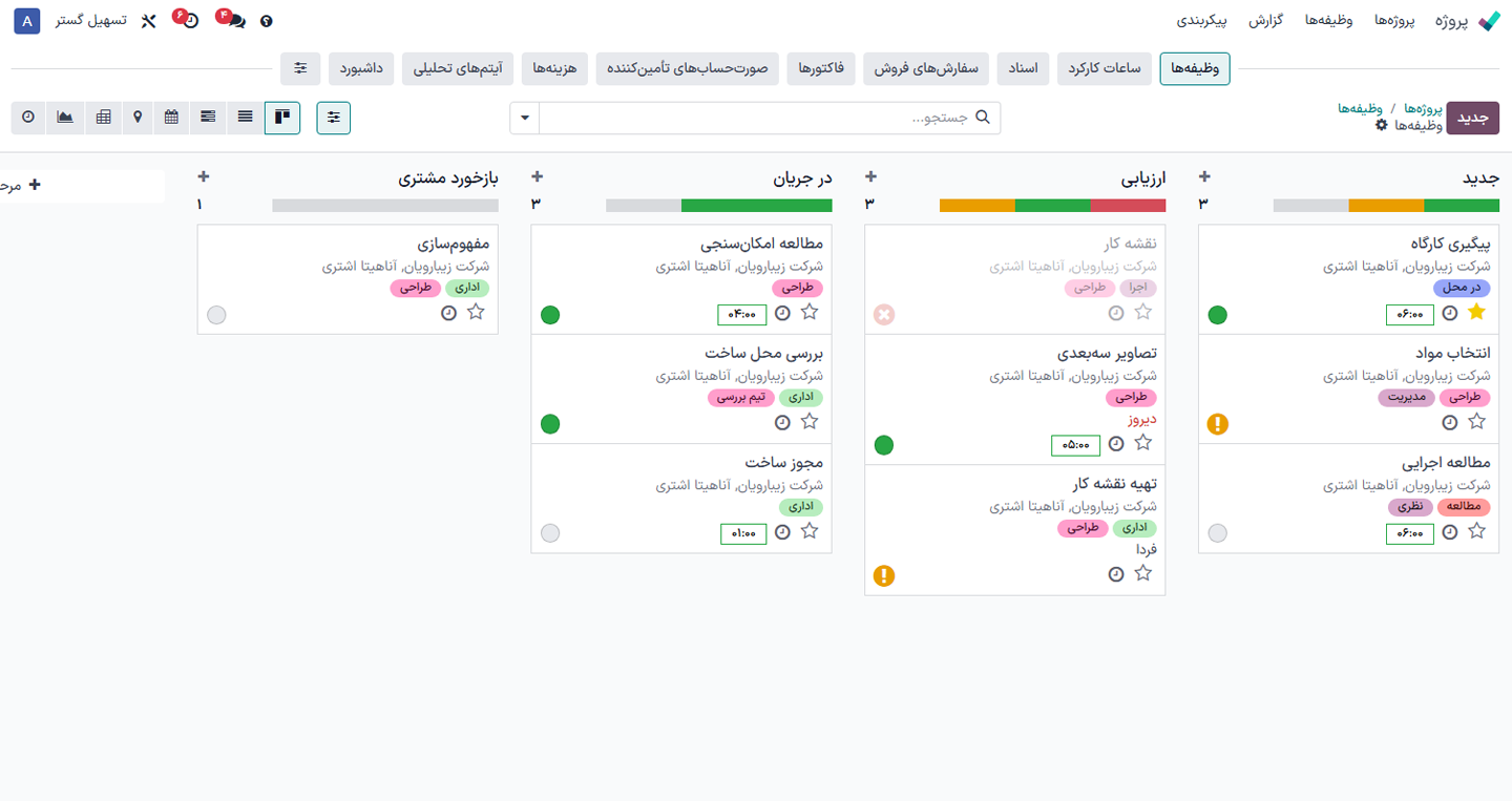 مدیریت انواغع وظیفه‌ها