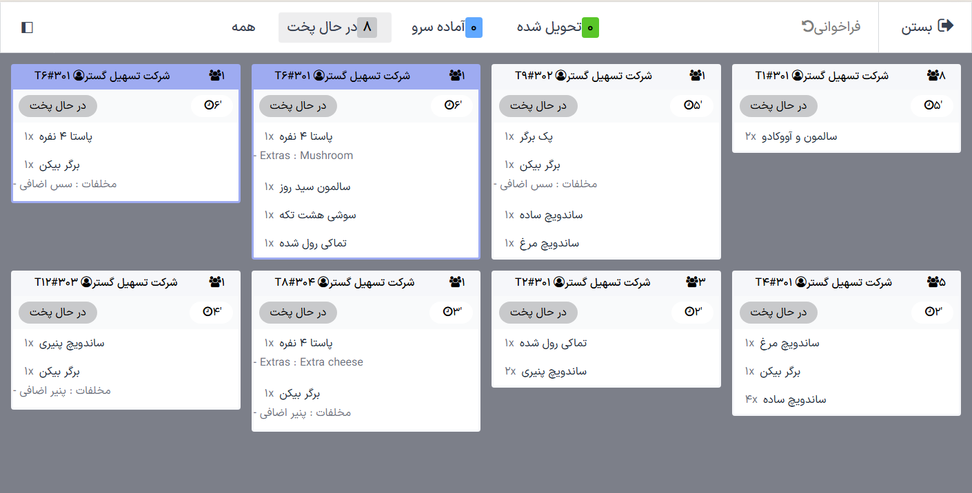 مدیریت یکپارچه آشپزخانه و فروش