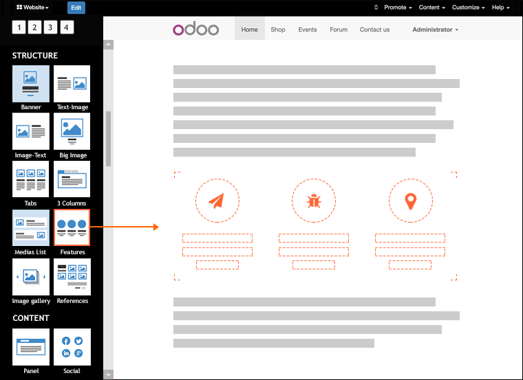 بلوک متنی و تصویر Odoo