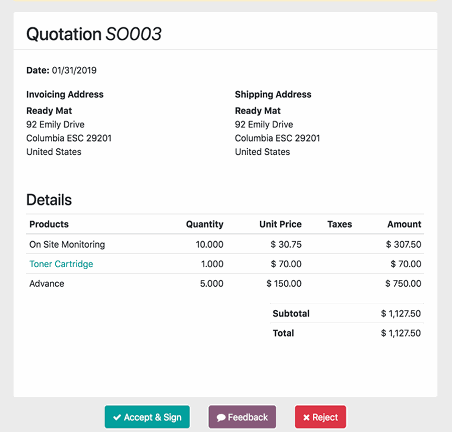بلوک تصویری و متن Odoo