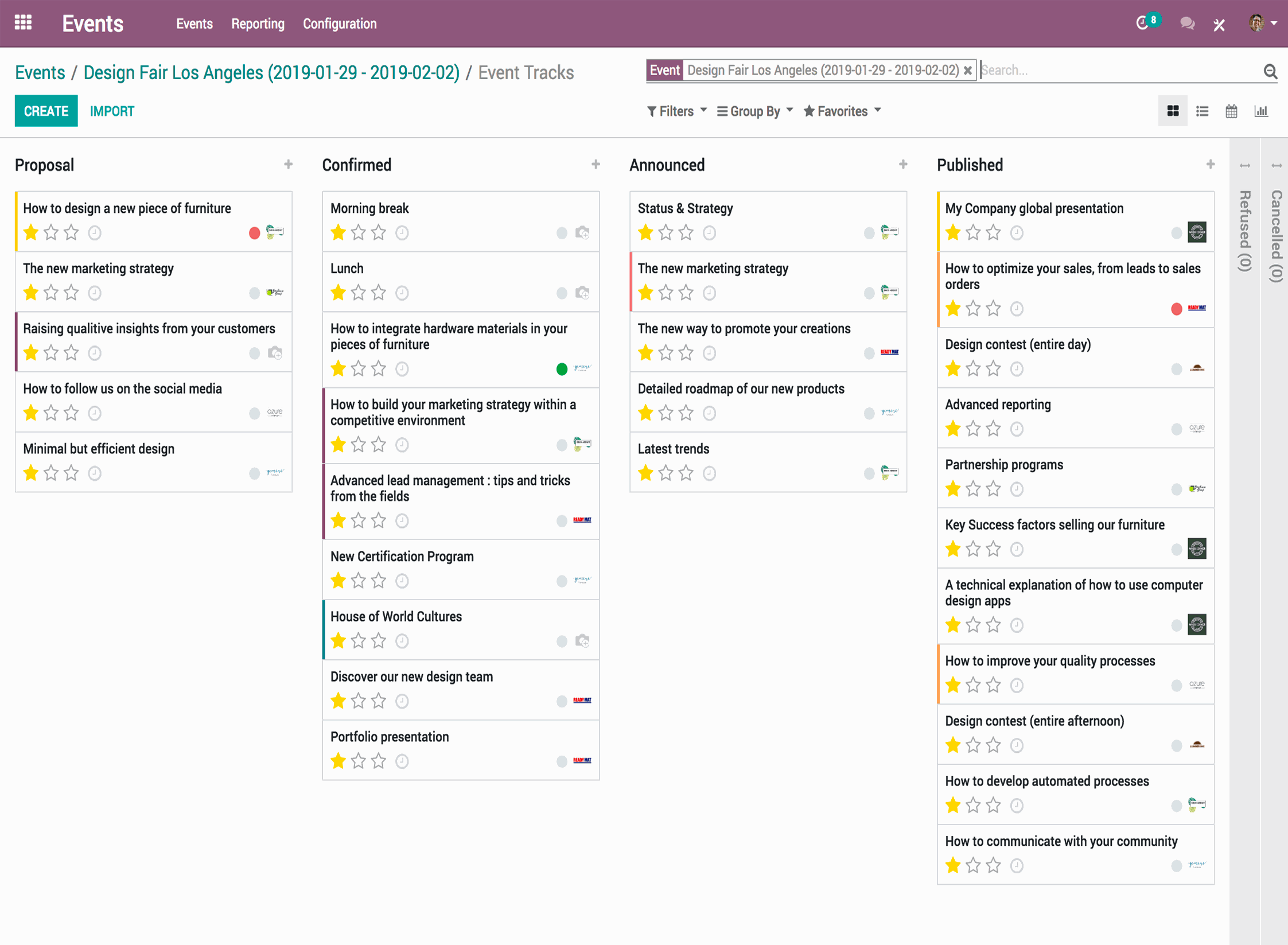 Odoo - نمونه 1 برای سه ستون