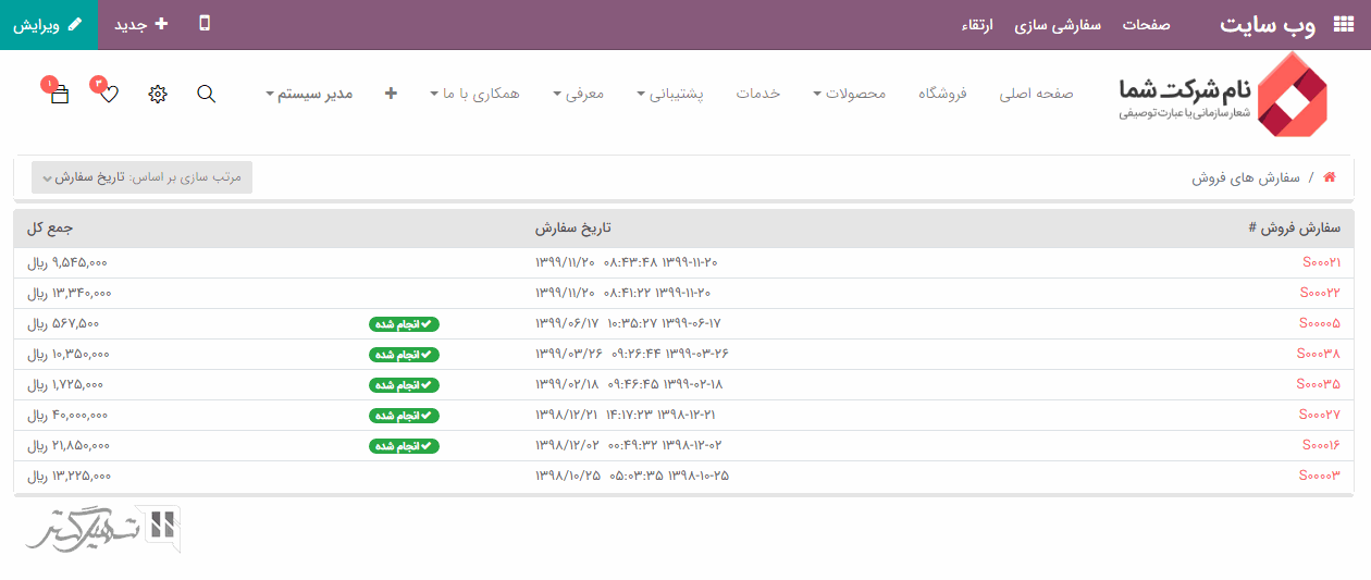  سفارش های فروش 